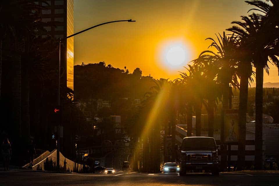 Los-Angeles Sonnenuntergang über der Stadt Los-Angeles Sonnenuntergang über der Stadt